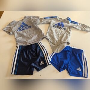 Adidas Bundle Short Sleeve Shorts Blue Baby 3-6 Months Athletic Outfit